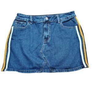 Pacsun Denim Micro Mini Skirt Side Stripe Varsity 100% Cotton Women's Size 28
